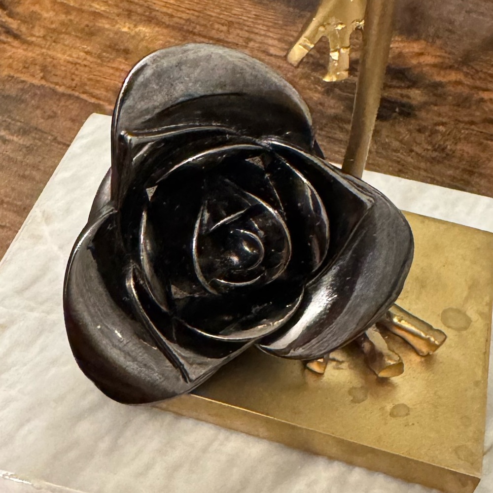 🌹 Gunmetal Rose Secret Compartment Perfume Ring | Poison Ring | Size 7